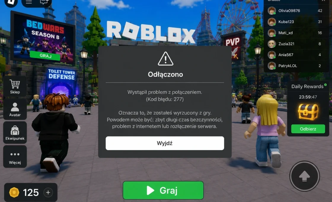 Co oznacza kod błędu 277 w Roblox?
